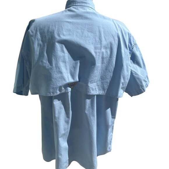 Columbia Fishing Shirt Light Blue Short Sleeve Cotton XXL Bonehead PFG - Picture 4 of 4